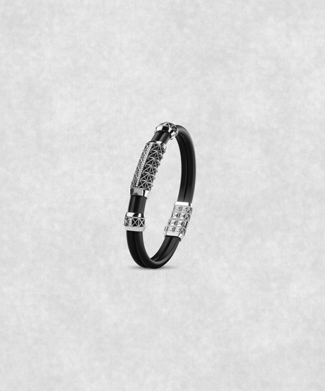 Double Bracelet Gladius, White Gold, 29 Diamonds. Vertical position