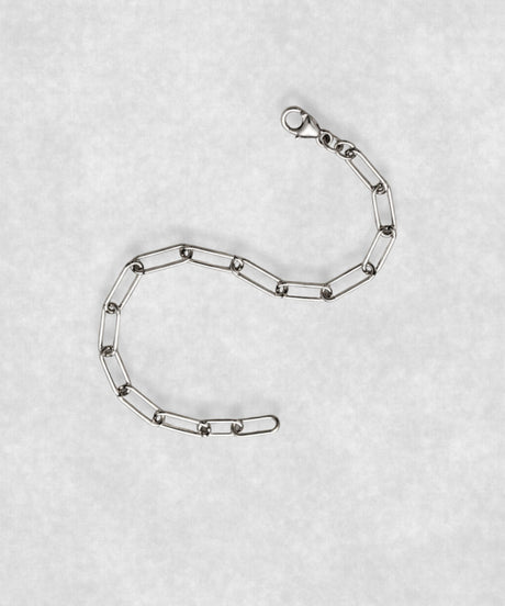 Paperclip bracelet in 925 sterling silver open in S shape – polished elongated silver link chain