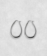 Oval hoop earrings in 925 sterling silver – polished sculptural silver earrings with contemporary minimalist design