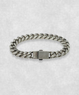Cuban sterling silver bracelet closed– handmade Italian 925 silver chain with black oxidized finish and visible clasp