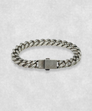 Cuban sterling silver bracelet closed– handmade Italian 925 silver chain with black oxidized finish and visible clasp