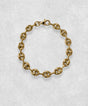 Gold coffee bean bracelet in closed round shape – polished coffee bean links with sculptural jewelry design