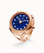 Ring watch Maison Davis in rose gold with blue lapis lazuli dial, crystal markers, Swiss made.