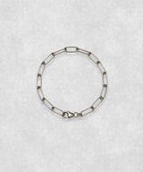 Paperclip bracelet in 925 sterling silver – closed round shape with polished elongated silver links