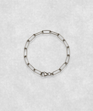 Paperclip bracelet in 925 sterling silver – closed round shape with polished elongated silver links